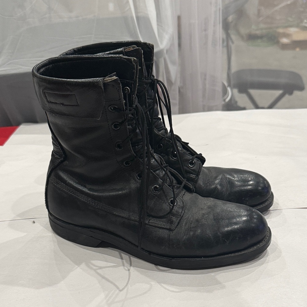 Vintage Black Leather Men's combat Boots